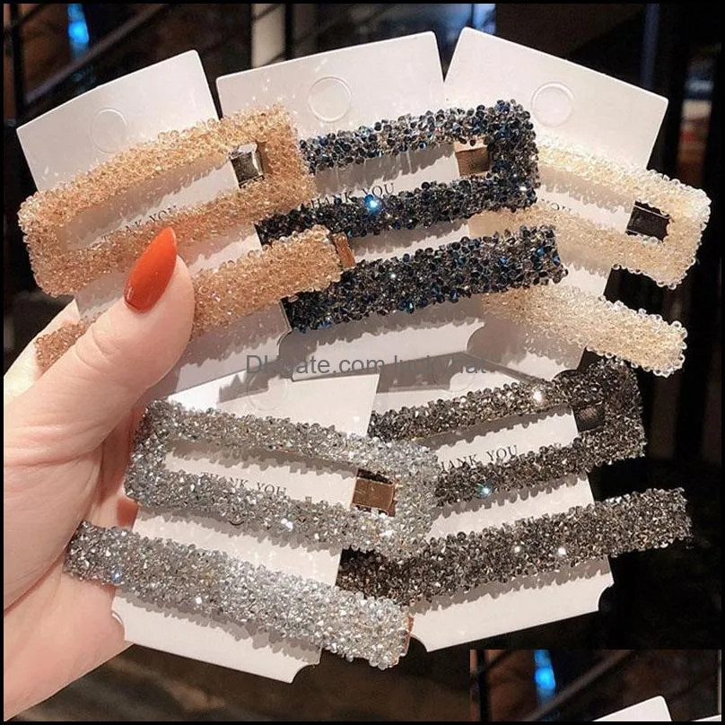 Fashion Retro Square Rhinestone Hair Clips For Women Headband Sweet Hairpins Barrettes Accessories Set