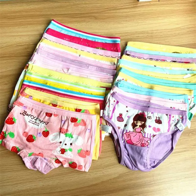 15Pc/lot Design Children Girl Panties Cotton Soft Pretty Cartoon Child Underwear for Kids Boxer Girls Panties 2-10Year 211122