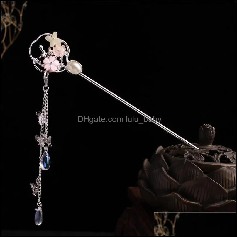 Hair Clips & Barrettes Vintage Tassel Hairpin Stepping With Flower Pearl Sticks For Women Wedding Headpiece Accessories Bride Jewelry