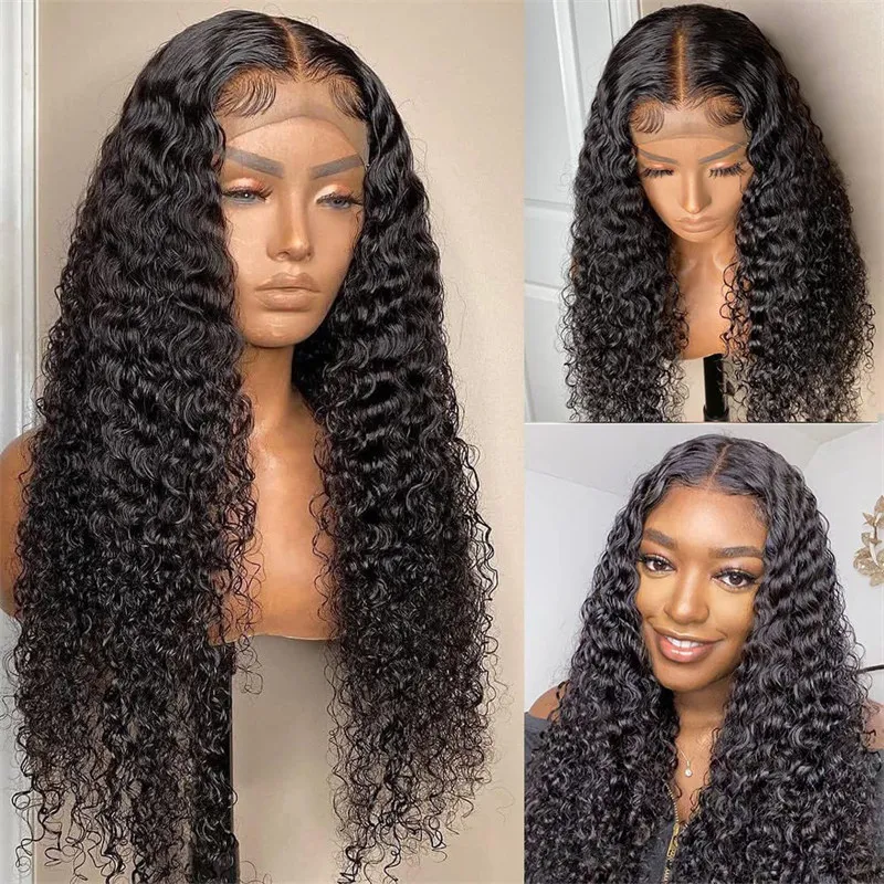 Black Curly Synthetic Lacefront Wig Simulation Human Hair Lace Front Wigs Small Size 16~26 inches RXG9169
