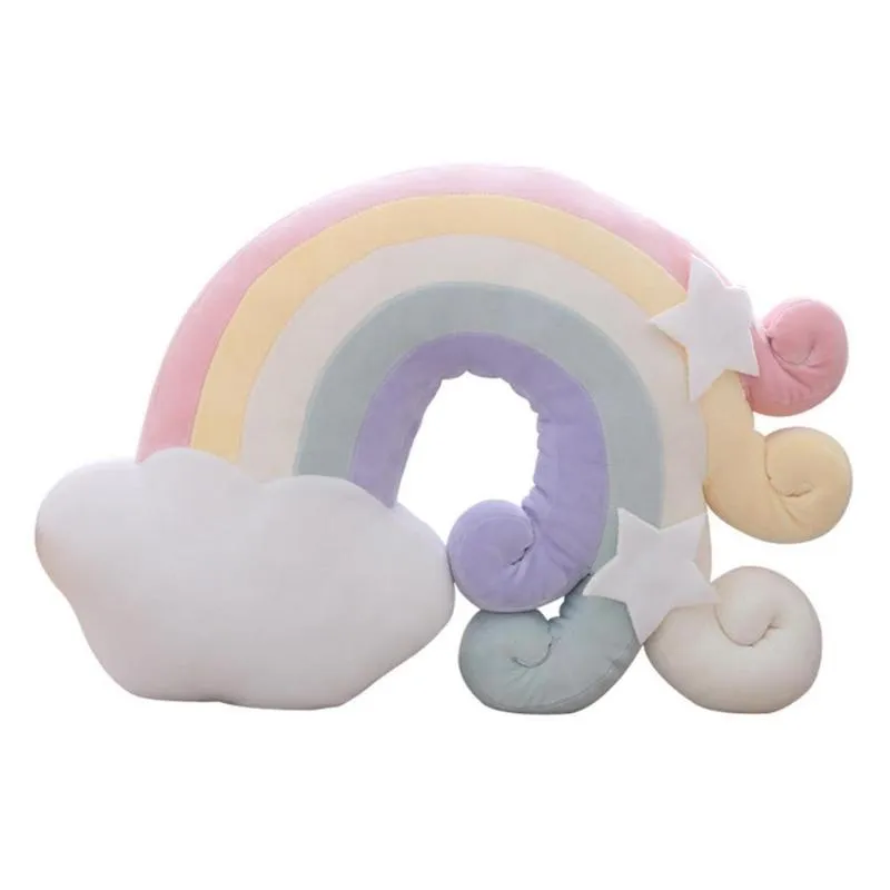 Pillow Rainbow Shaped Plush Cartoon Hugging Soft Stuffed Thanksgiving Christmas Gift For Preschool Toys Home Decor