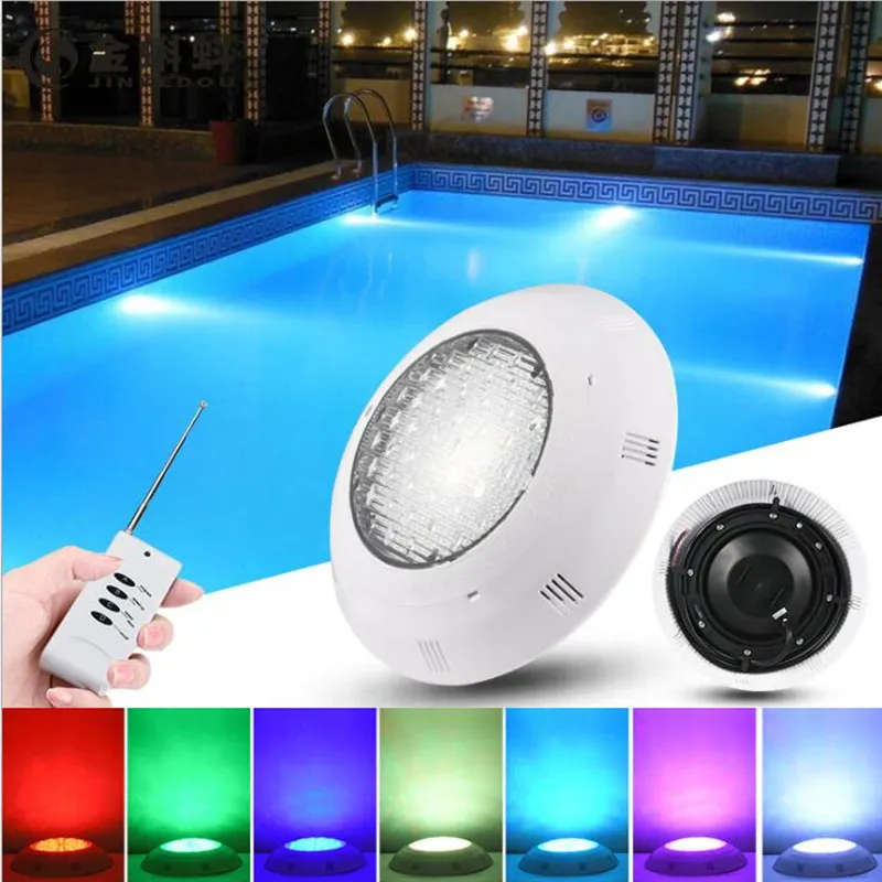 18W IP68 للماء أدى أضواء حمام السباحة الخيالة الجدار تحت الماء لون تغيير rgb مصباح piscina امب 12 فولت سفينة التحكم عن بعد