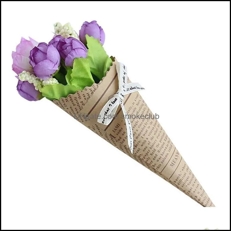 Decorative Flowers & Wreaths 1 Bunches Lifelike Artificial Flower Kraft Paper Wrap Fake Pography Props Home Decor For Wedding