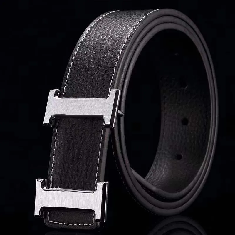 Luxury Mens Belt: Designer Black Leather Belt With Gold Buckle