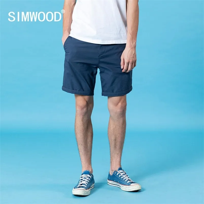 Pantalones cortos lavados con enzimas de verano para hombres, pantalones clásicos hasta la rodilla, pantalones de color sólido, de alta calidad, talla grande SJ130359 210629