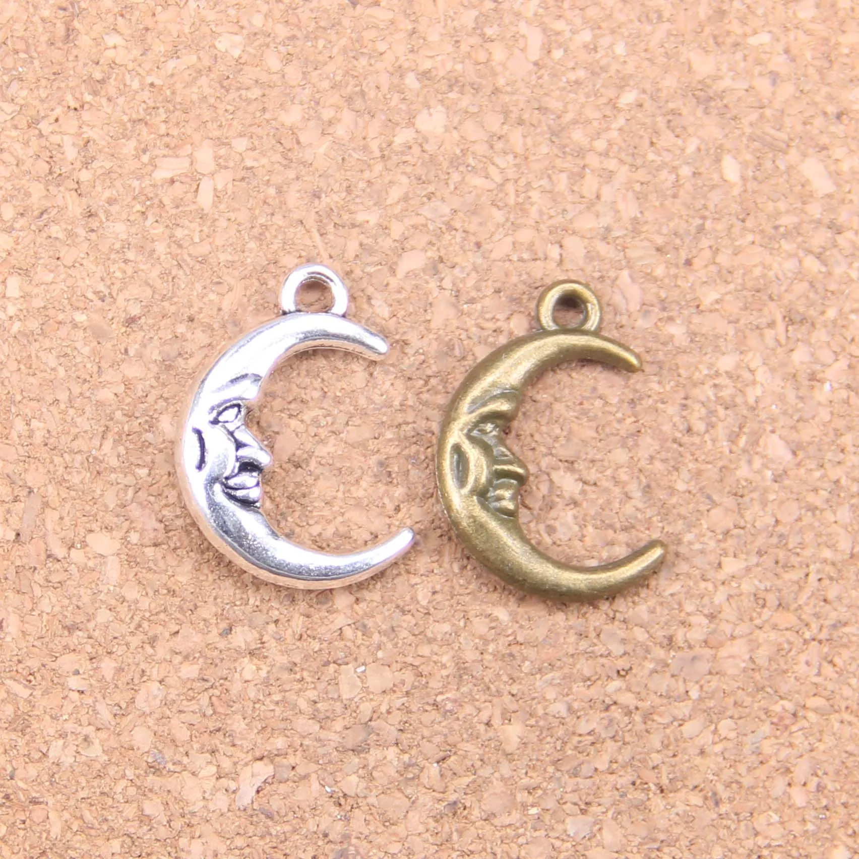 66 sztuk Antique Silver Bronze Plated Moon Face Charms Wisiorek DIY Naszyjnik Bransoletka Bransoletka Ustalenia 21 * 15mm