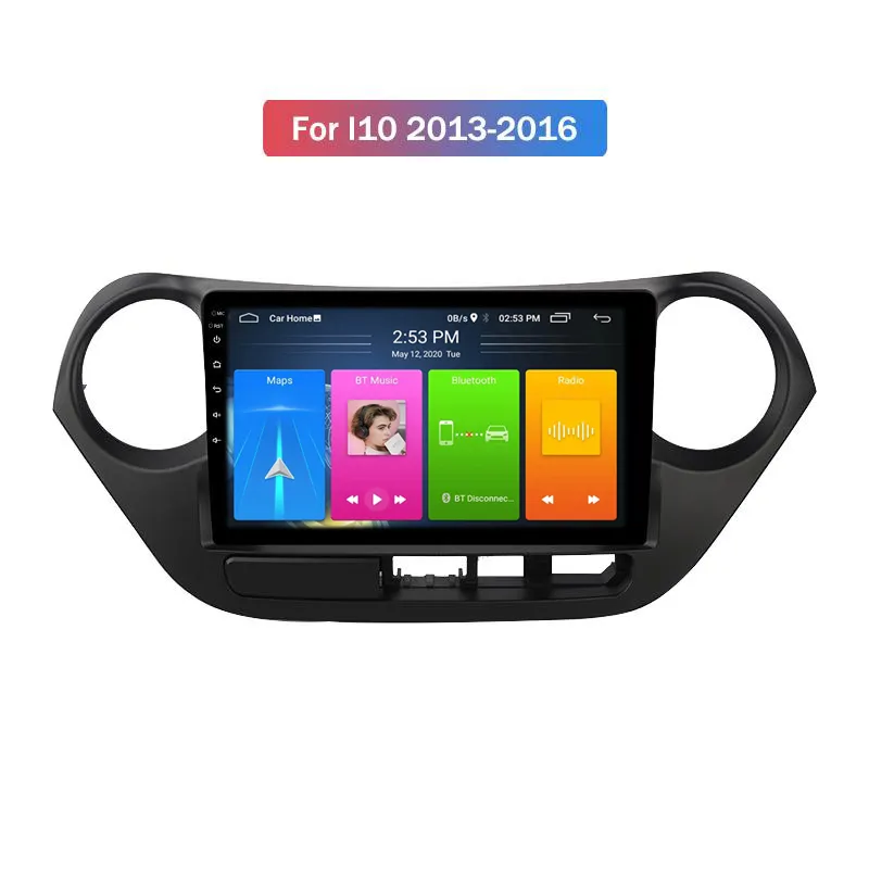 Bil DVD-spelare Touch Screen 2 Din Radio Auto Stereo för Hyundai I10 2013-2016 Partihandel 10.1 "Android