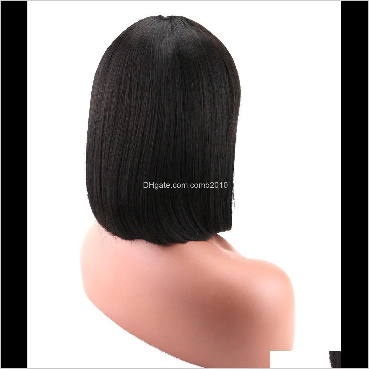 short bob lace wigs with bangs brazilian virgin hair straight lace front human hair wigs for black women swiss lace frontal wigs 