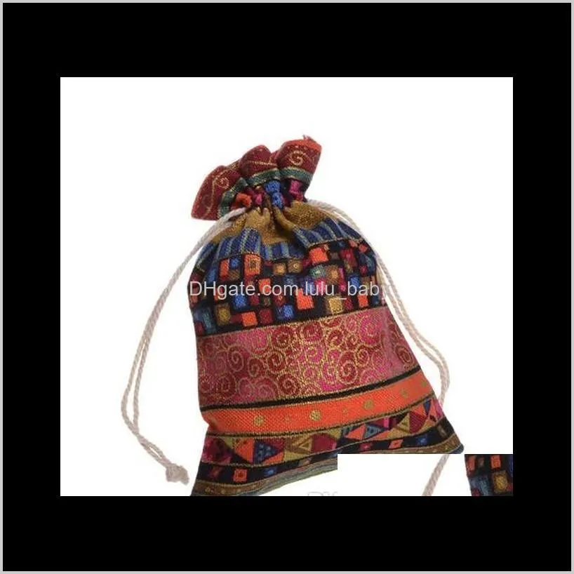  gift bags egyptian style jewelry coin pouch print drawstring gift bag cotton sachet candy travel purse ethnic 10x14cm