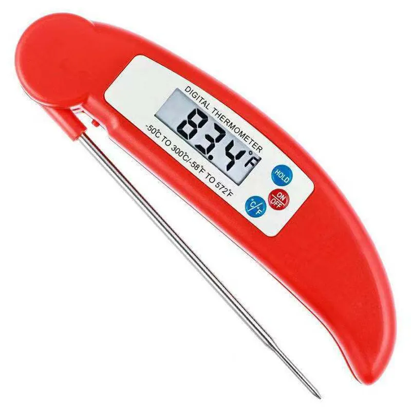 Opvouwbare Sonde Thermometer Snel Nauwkeurig Digitaal Instant lezen Thermometers Water Melk Olie Deep Fry BBQ Grill Braadstuk Turkije Oven Temperaure Sensor JY0520