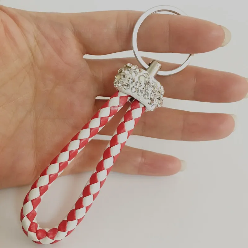 Kreativer Kristall-Schlüsselanhänger aus PU-Leder, Ring, Paar, Auto-Schlüsselanhänger, kleines Geschenk