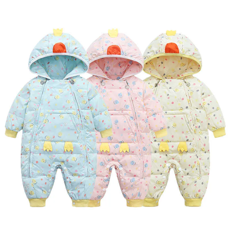 2021 New Baby Romper Down Clothes Winter Infant Bodysuit Cartoon Boy Girls Snowsuit Coat Jumpsuit for Newborn 0-3Yrs H0909