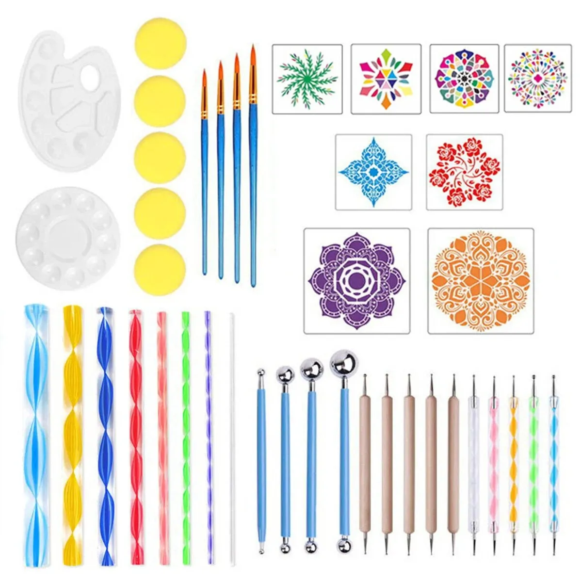 Set di kit di strumenti per pittura per manicure con mandala per nail art in acrilico da 41 pezzi