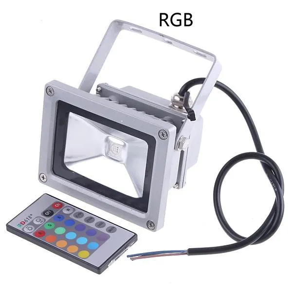 Projecteurs étanches d'extérieur 10W 20W 30W 50W 100W, IP65 LED, lumière d'inondation RGB à couleur changeante, éclairage mural + télécommande IR 24 touches