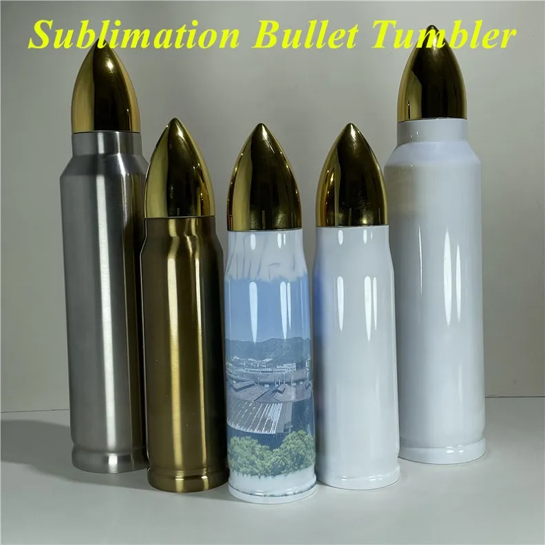 Sublimation Bullet Tumbler 500ml 1000ml Bicchiere in acciaio inossidabile Bottiglia d'acqua Tazza isolata sottovuoto Tazza da viaggio Tazza a doppia parete Bottiglia d'acqua