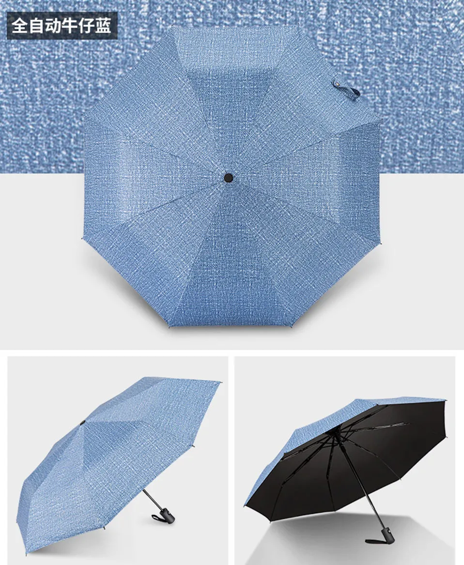 Full Automatic Oversize Reinforced Umbrella Three Folding Male Female Parasol Umbrella Rain Women Windproof Business Umbrella (38)