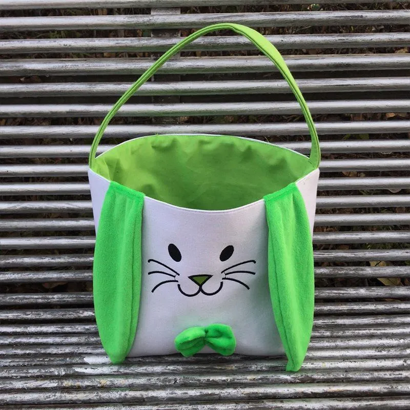 Festive Easter Basket Bunny Printing Handbag Bucket New Bow Tote Bucket