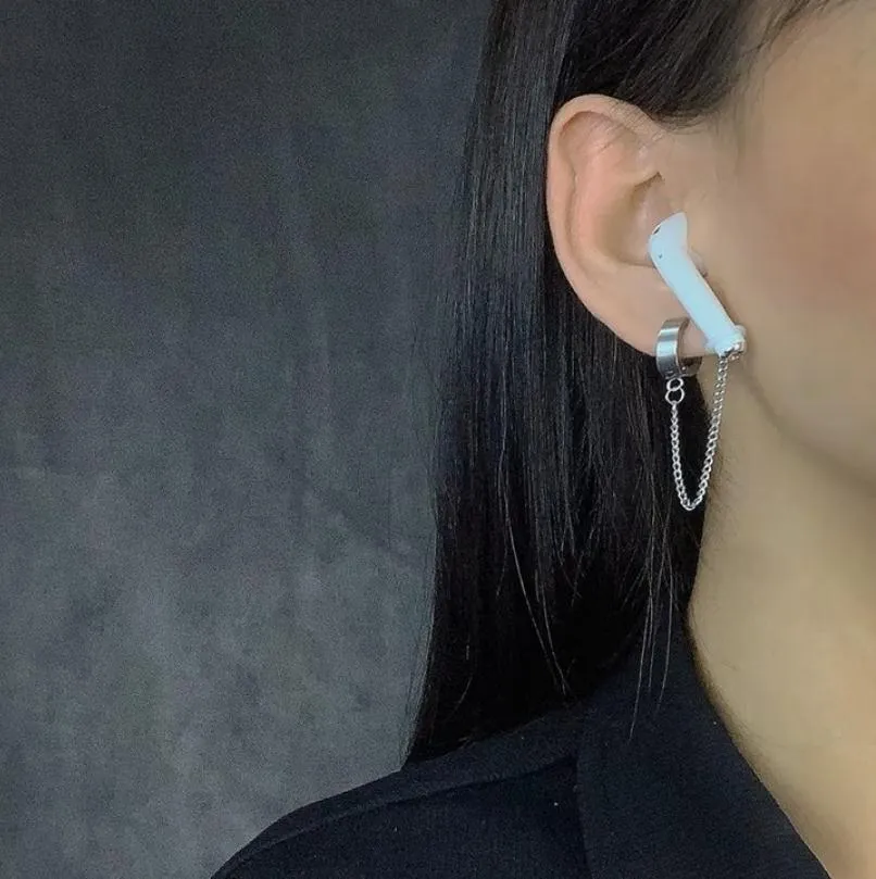 Headset oorbellen stud bluetooth draadloze oortelefoon beschermende pods oorketen heren en vrouwen botten klem geen gaten