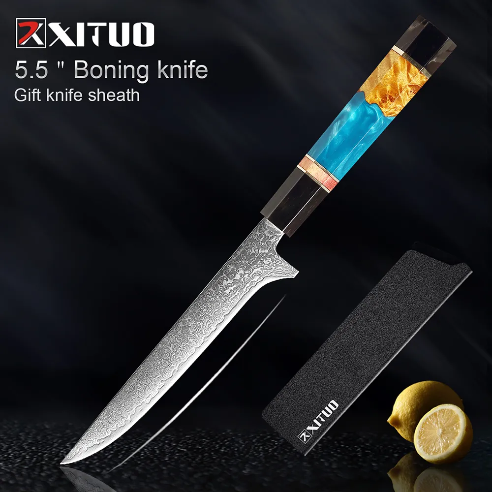 XITUO Set di coltelli da bistecca modello damasco coltello seghettato in  acciaio inossidabile mannaia di manzo coltello da tavolo multiuso per  posate da ristorante
