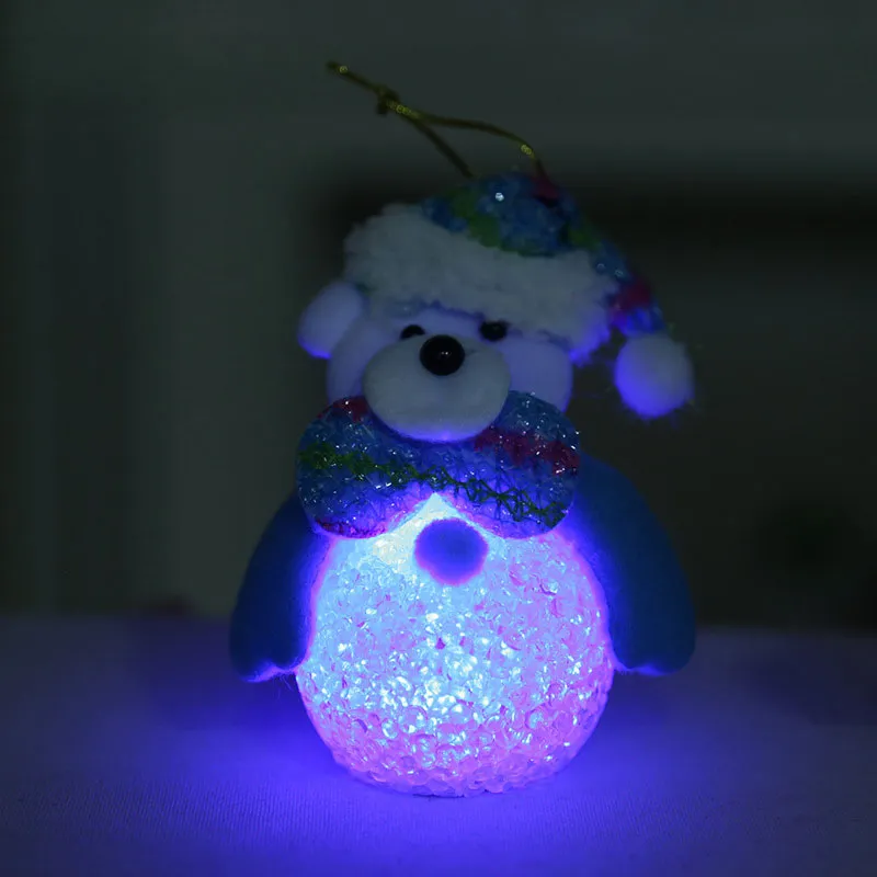 Bonito LED Snowman Deer Bear Decoração de Natal Flash Luminous Iluminado Papai Noel enfeites para árvore de Natal e presentes de decoração de Natal