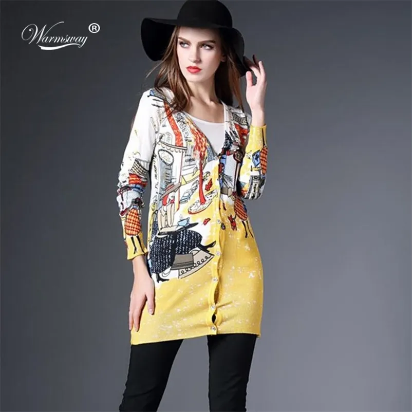 Moda primavera autunno stampa cardigan modello di marca maglione lavorato a maglia donna casual manica lunga cappotto aderente B-058 210522