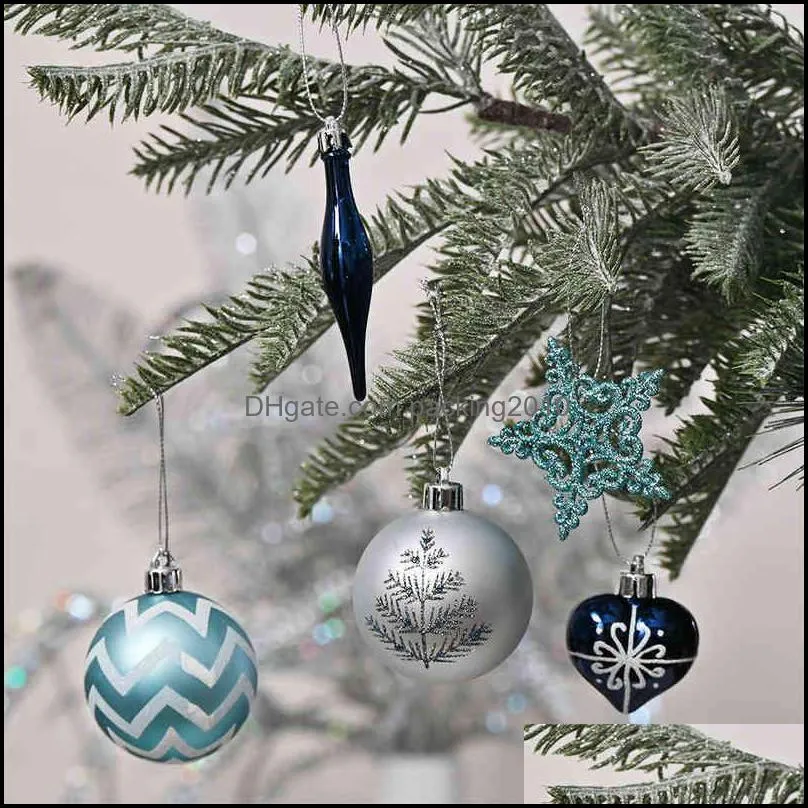 Valery Madelyn 70pcs Christmas Ornaments Set Christmas Tree Hanging Balls Bauble Pendants Xmas Decor for Home Noel Year Gift 220120