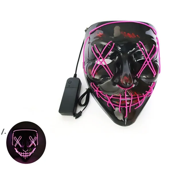 NZZ10-kleuren! Halloween Scary Party Mask Cosplay LED Masker Licht op El Wire Horror Masker voor Festival Party Zze7750
