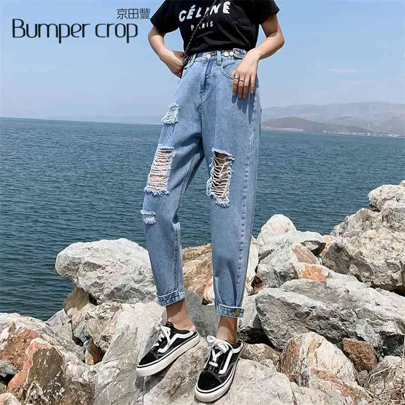 Boyfriend Jeans voor Dames Distressed Hoge Taille Plus Size Gat 5XL Harem Casual S Kleding Losse Rip 210629
