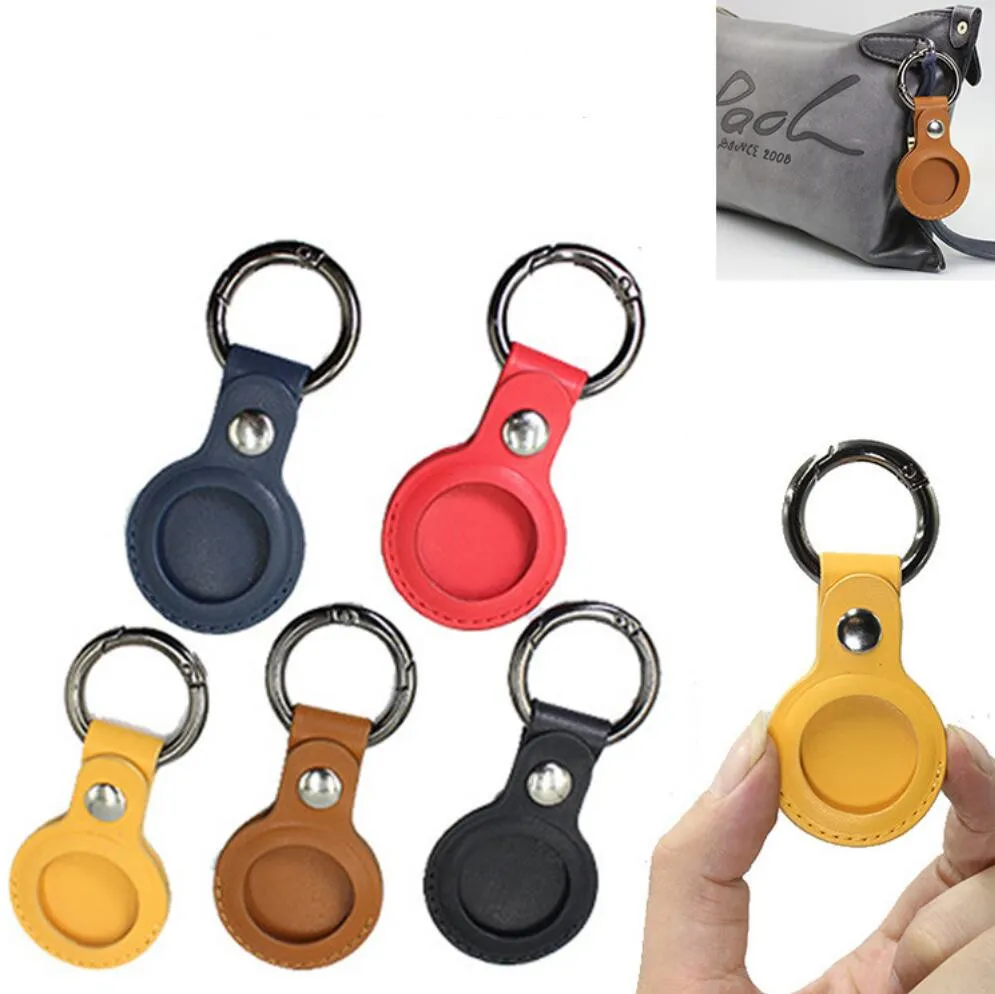 PU Leather Key Ring for Apple Airtags Case Tracker Accessories Anti-scratch Protective Sleeve Cover Shell Keychain Air tag case