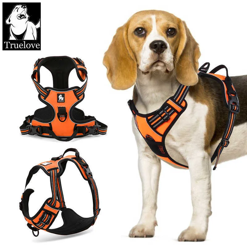 Truelove Front Range Reflective Large Pet Hond Vest Harnas All Weer Gewatteerde Verstelbare Veiligheidsvoertuig Leads voor Honden PET 210712