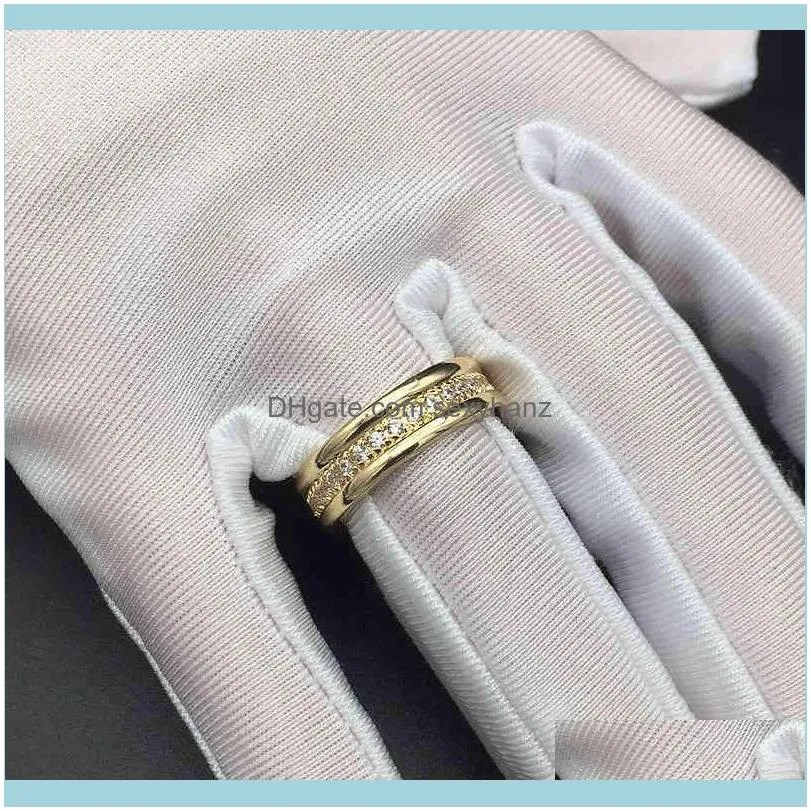 Fashion 925 Silver Jewelry Ring Zircon Gemstones Gold Color Rings Ornaments for Women Wedding Engagement Party Accessories