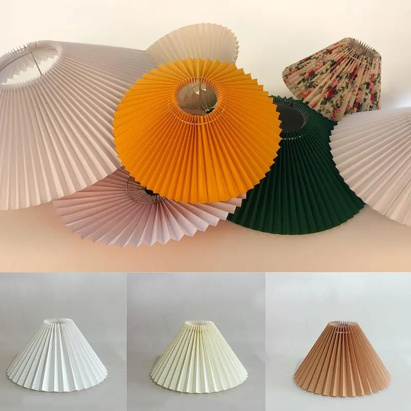 Lâmpada cobre tons pregas abajur para lâmpadas de pé de mesa estilo japonês plissado mesa criativa shade quarto