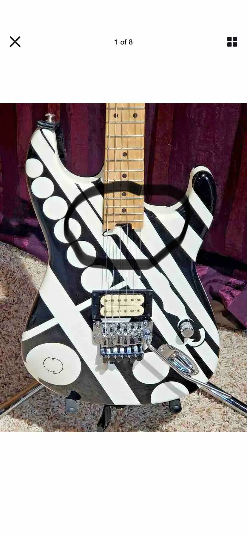 1978 Eddie Van Halen desencadeia guitarra círculos ver ya mais tarde bye preto colheita branco irônico guitarra elétrica floyd ponte rosa, coli toque no tone knos empurrar
