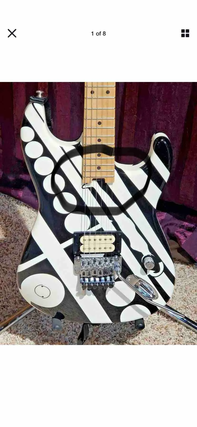 1978 Eddie Van Halen Unchins Cirklar Gitarr Se Ya senare Bye Black White Crop Ironic Electric Guitars Floyd Rose Bridge, Coli Tape On Tone Knos Push