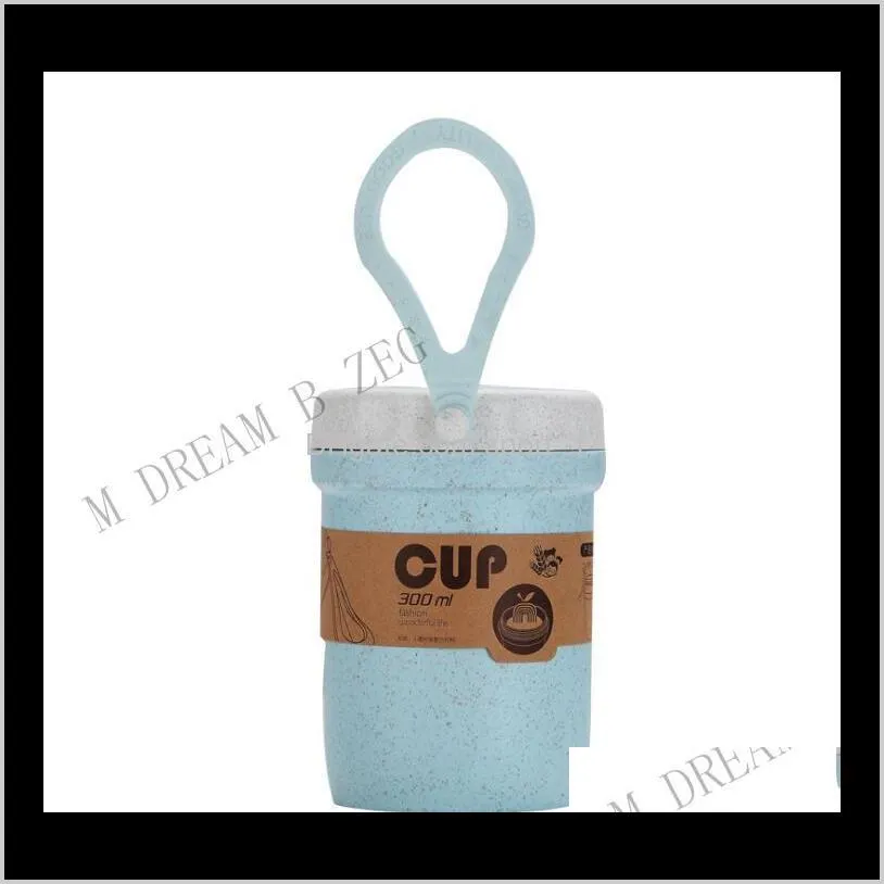 Wheat Straw Coffee Cup Mugs Microwavable Bouillon Cup Breakfast Cups Beer  Glasses With Lid And Spoon Portable Water Bottle