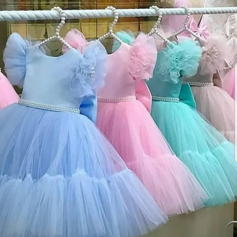 Girls Mesh Tulle Princess Dress For Kids Wedding Party Tutu Prom Vestidos Children Communion Evening Formele kleding 20220221 H1