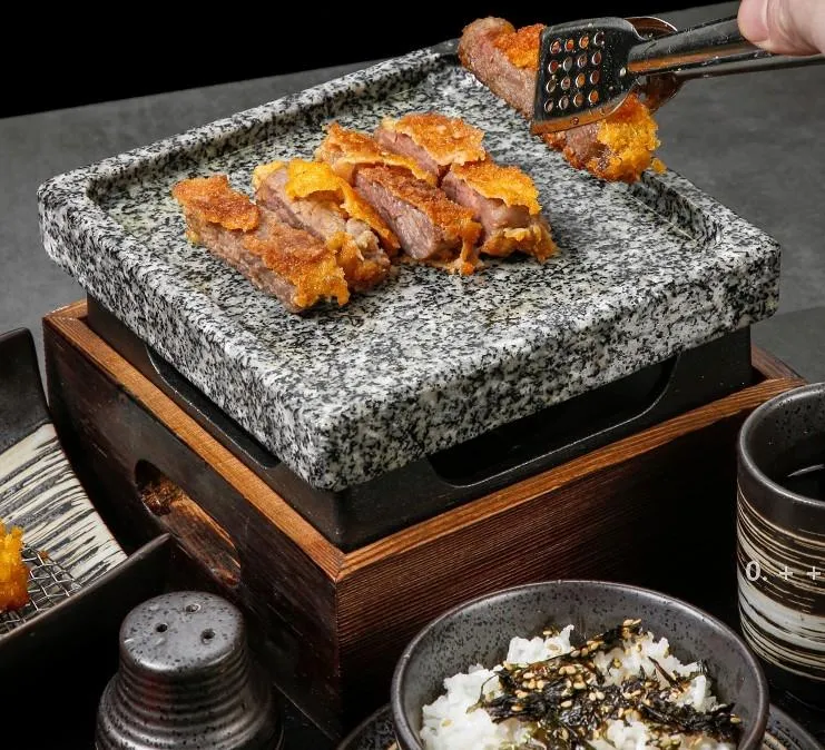 Mini-Barbecue-Grilltisch BBQ Groove Rock-Backform Teppanyaki-Steakplatte Hochtemperatur-Schieferplatte RRB12819