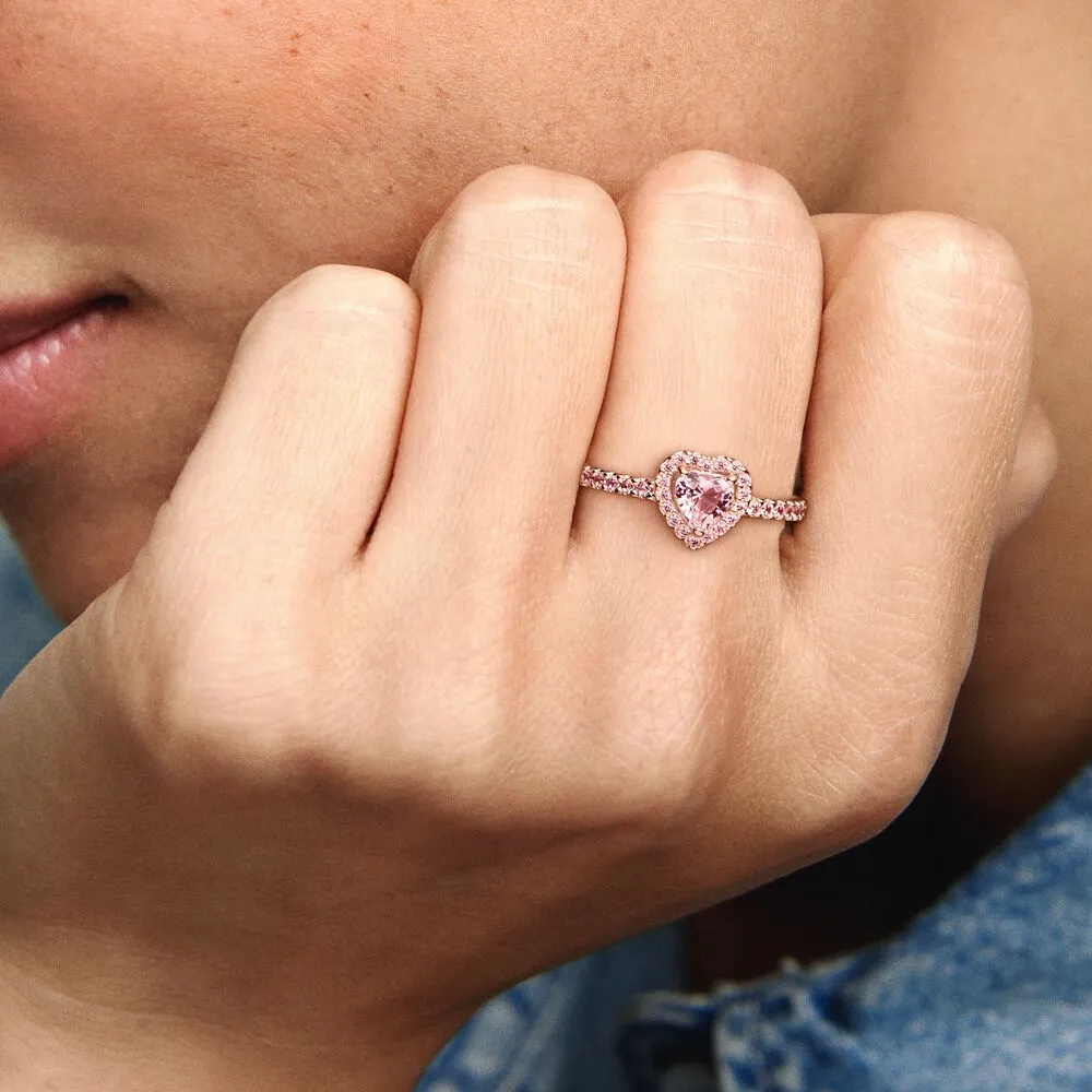 DHgate.com:925 Sterling Silver Sparkling Elevated Heart Ring for 