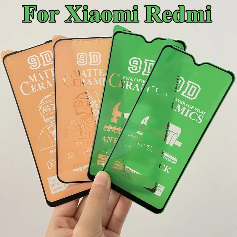 Protezione dello schermo per Xiaomi Redmi Note 12 Explorer 11 Pro 11T 11S 11E 10 10A 10C 10S 10T 9D Ceramica Pellicola opaca glassata HD Proof protettiva Esplosione Copertura completa