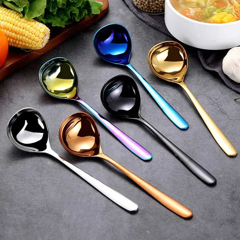 Spoes de aço inoxidável colheres colher colher bebida sopa beber ferramentas de cozinha gadget rosa sopa de ouro