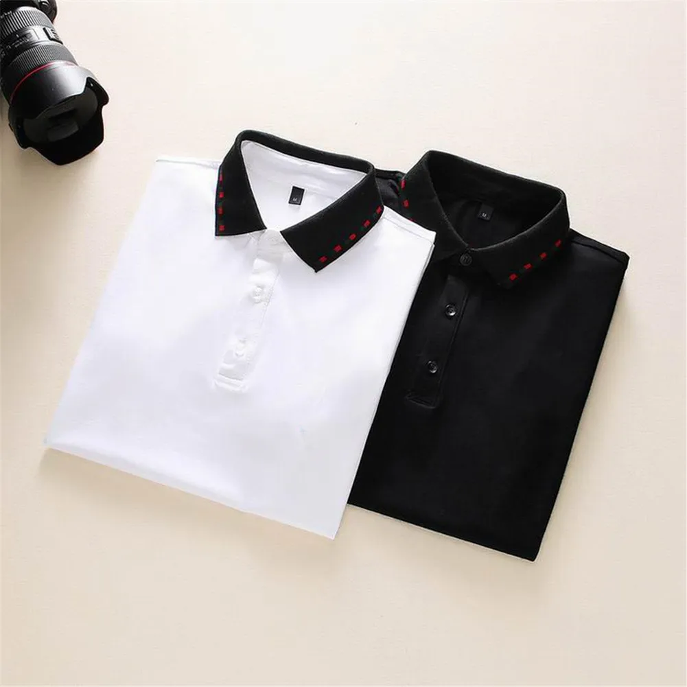 Nueva moda de lujo para hombre clásico bordado de letras camisa de algodón para hombre diseñador camiseta blanco negro diseñador polo camisa masculina M-3XL