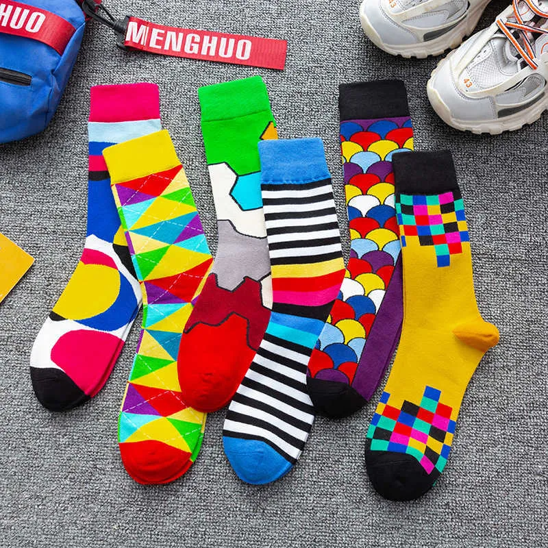 Peonfly Lässige Mode Damen und Herren Kunst Streifen Harajuku Obst Tier Faultier Bier Lustiges Kleid Baumwollsocken Männer X0710