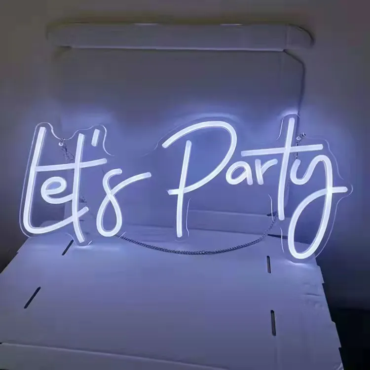 Custom Made Let039s Party Lets LED Neon Sign Wandlampen Bruiloft Etalage Restaurant Verjaardag Decoratie227k7742555