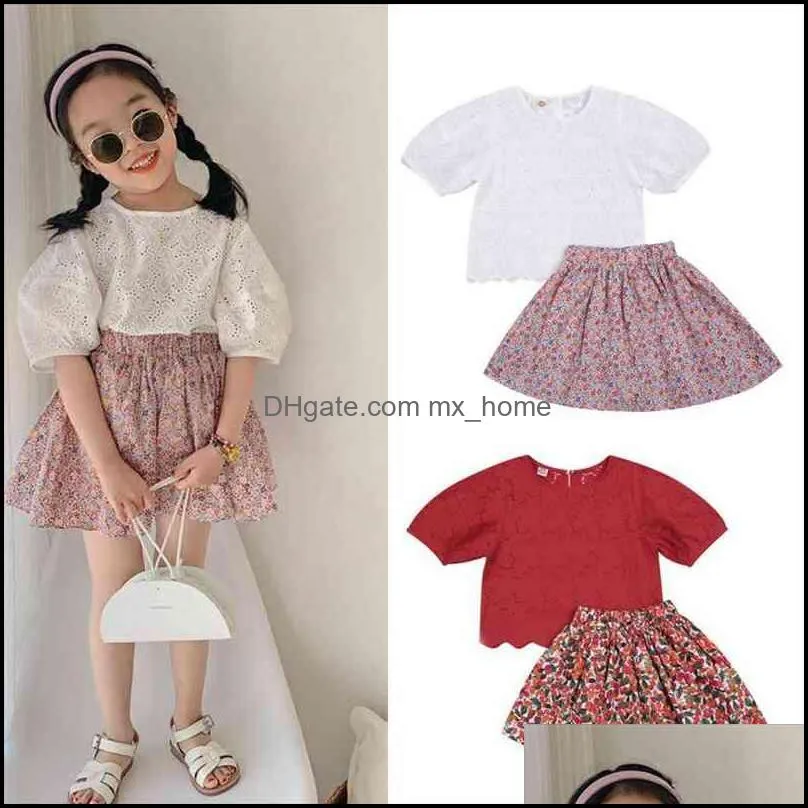 Toddler Kids Baby Girls T-shirt Tops floral Skirt Dress Summer Outfits Clothes 2pcs Set Arrival Soft Cute High Quality