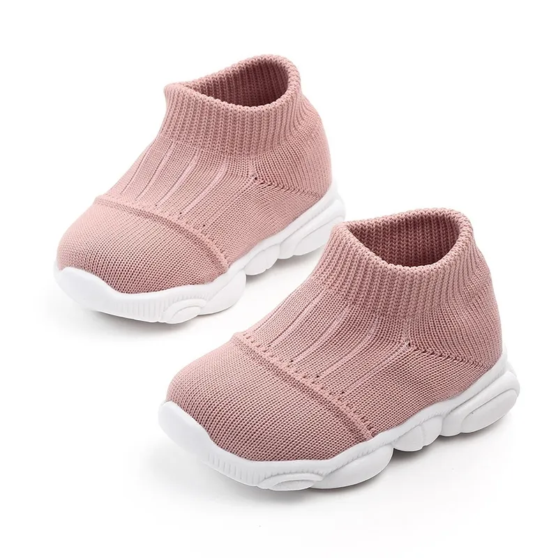 Nouveau bébé chaussures baskets couleur unie respirant coton infantile enfant en bas âge garçon fille sportsair maille chaussures décontractées anti-dérapant garçon chaussures 210315