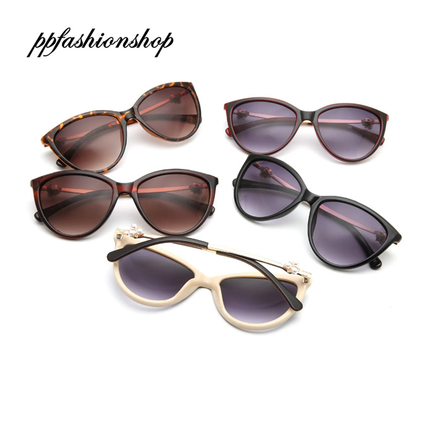 Women Fashion Sunglasses Ladies Bow Pearl Sun Glasses Designer Summer Vintage Eyewear Ppfashionshop