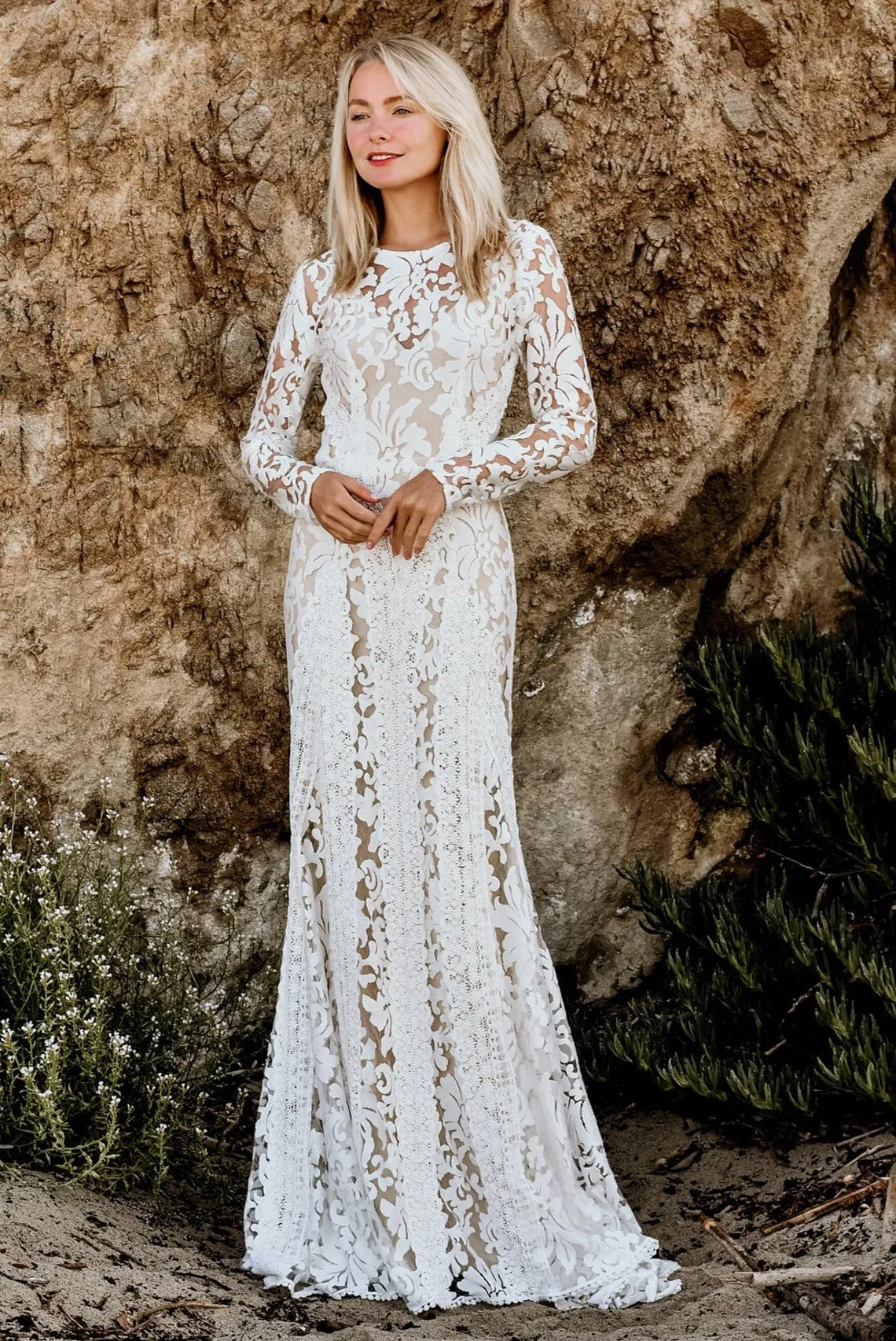 Vestido De Novia De La Sirena De Encaje: Vestido De Novia Elegante