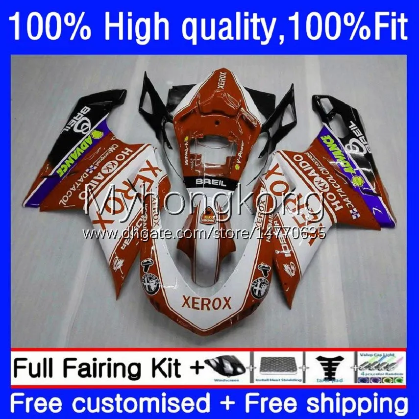 Kroppsinjektion för Ducati 848s 1098s 1198s 848R 07-12 Cowling 14NO.102 1098R 1198R 2008 2008 2009 2010 2011 2012 848 1098 1198 S R Orange Vit 07 08 09 10 11 12 OEM FAIRING