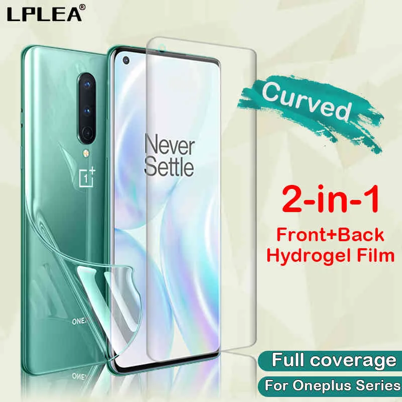 Curved Screen Protector for OnePlus 8 8T Hydrogel Film 6 Kant Full täckning 7T 7 PRO Transparent skyddande icke-tempererat glas