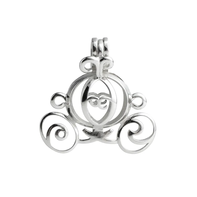 Pearl Cage Cinderella Pumpkin Carriage Locket Wishing Gift 925 Sterling ...